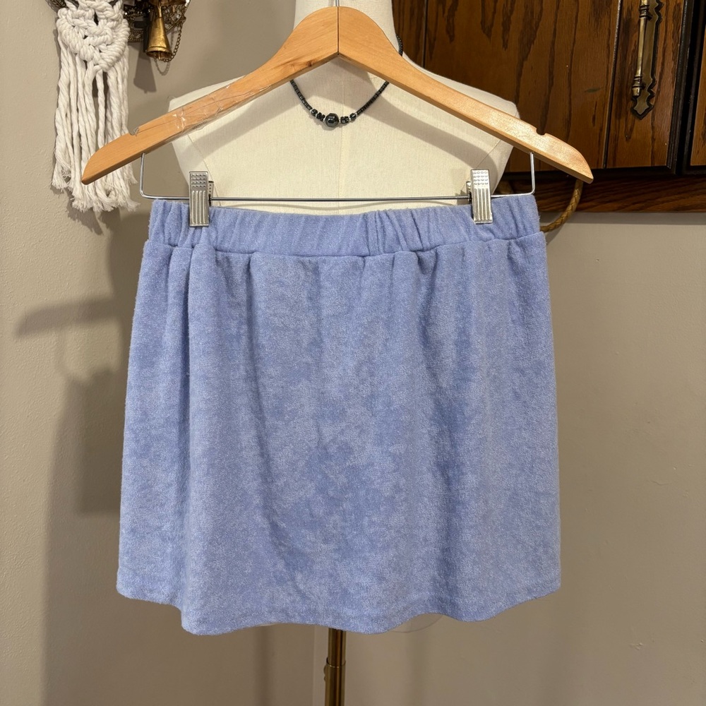 Blue Terry Cloth Mini Skort Skirt Juniors Large - Picture 2 of 4